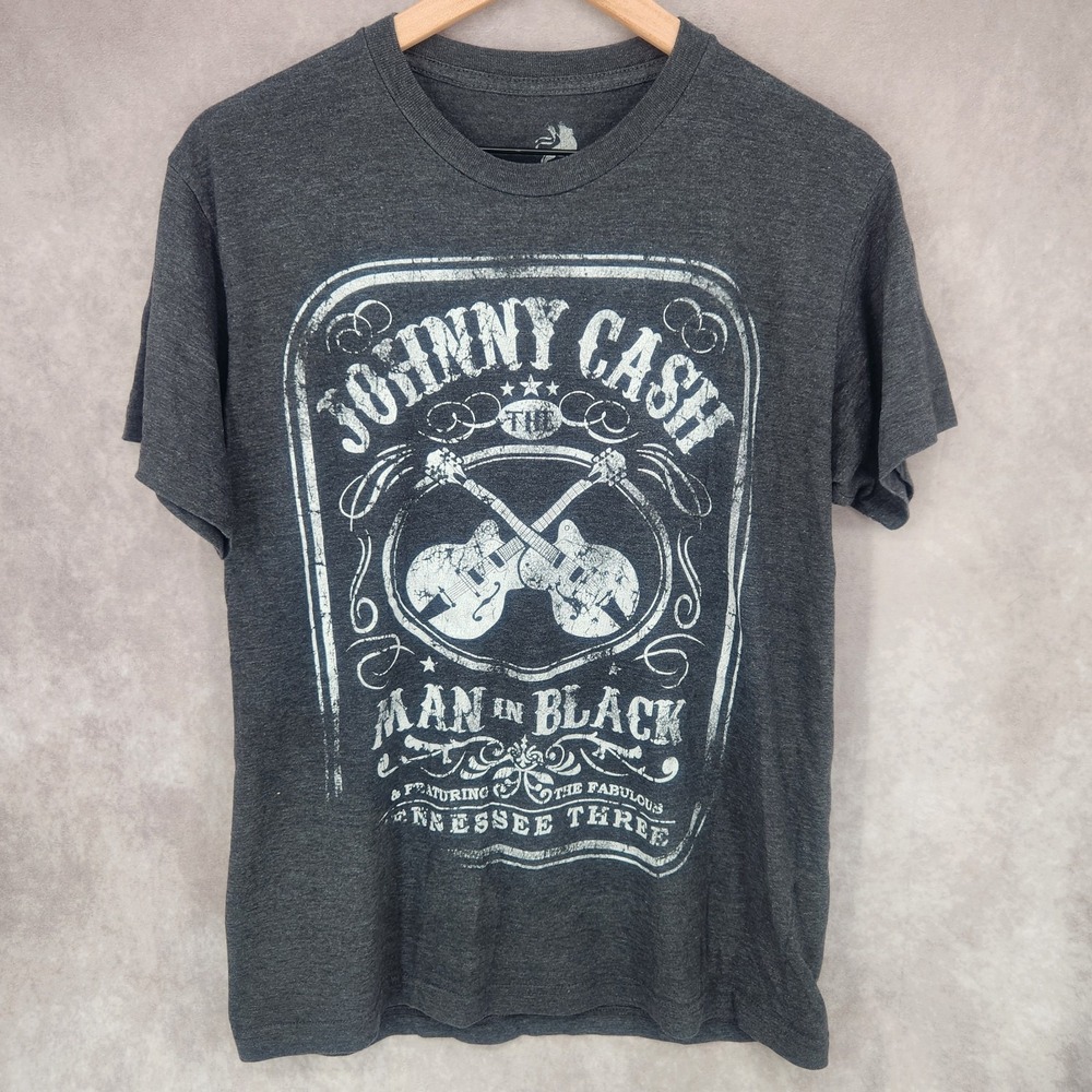 Zion Rootswear Johnny Cash T- Shirt Man In Black  Tennessee Three Size Large